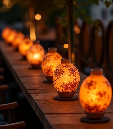 Instalación de iluminación de cerámica en terraza