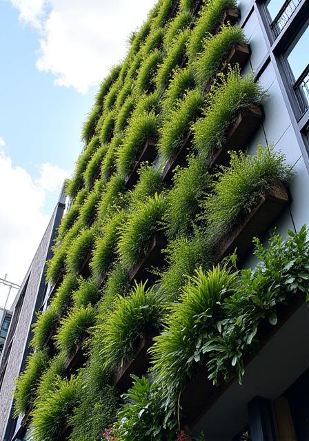 Diseño de jardín vertical en fachada urbana
